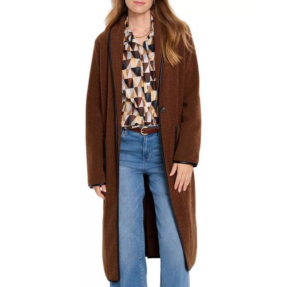 NEW NIC + ZOE trimmed teddy single button closure coat in coffee bean - Picture 1 of 5